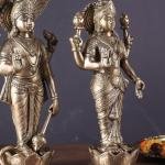 Exquisite Brass Vishnu & Lakshmi Divine Pair | 17.5" x 7" x 5" (44.45 x 18 x 12.5 cm) | 13 kg Premium Sacred Art | Supreme Blessing Murti